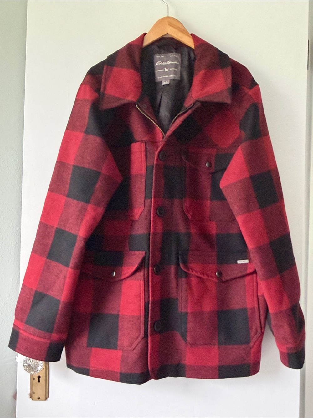 Men's NWOT Eddie Bauer Buffalo Check Wool Blend Jacket Fall Winter